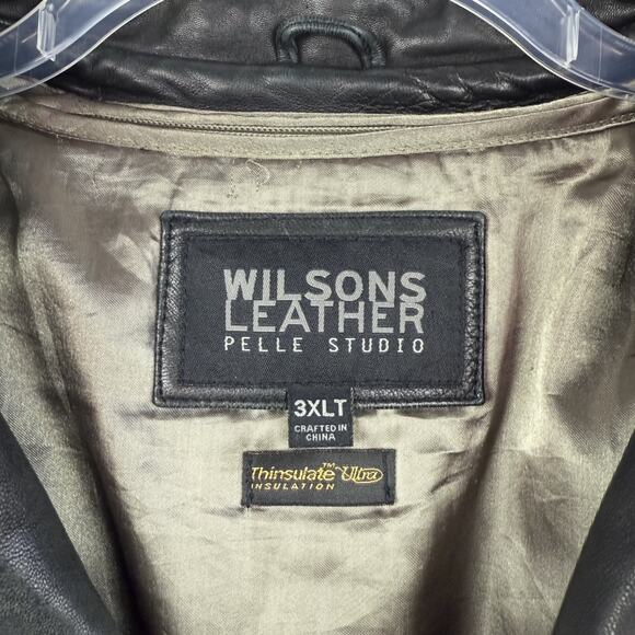 Wilsons Leather Pelle Studio Black Long Sleeve Button Front Coat Mens Sz 3XLT - Picture 8 of 16
